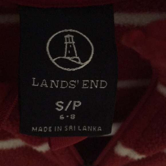 Lands end red and white fleece pullover, warm cozy - Picture 2 of 3